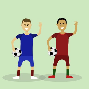 Futbolcular Euro 2016 finalist'ın üniformalı iki vektör