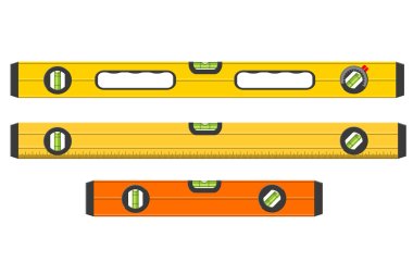 Set of three spirit levels isolated on white background, realistic vector illustration clipart