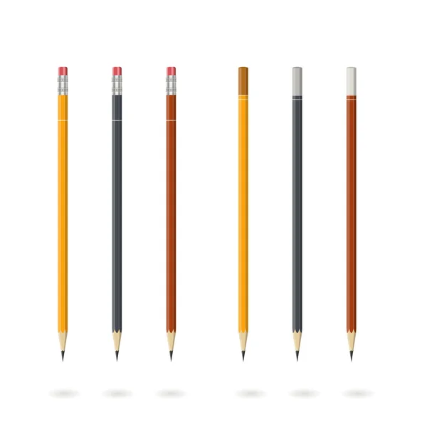 Ensemble de crayons de différentes couleurs, isolés sur fond blanc illustration vectorielle — Image vectorielle