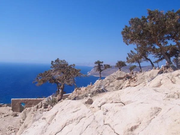 Vista de la costa de la isla de Rodas desde el castillo de los Caballeros — Foto de Stock