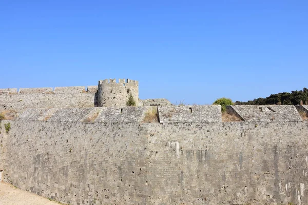 Une Vue Sur Les Anciens Murs Vieille Ville Rhodes Sur — Photo