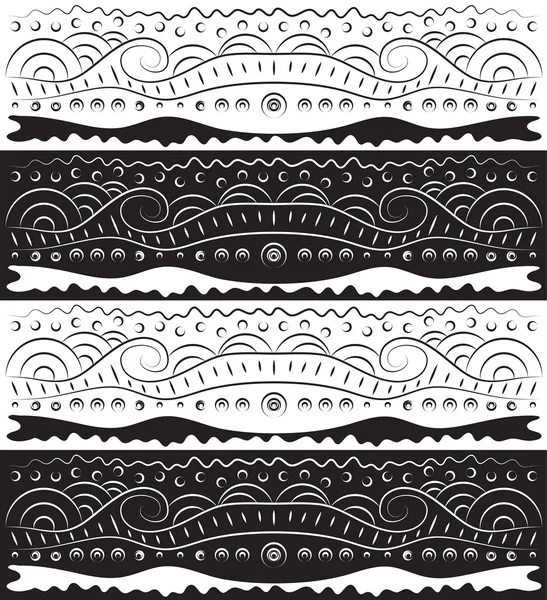 黒の白の抽象的なスクロール パターン — ストックベクタ