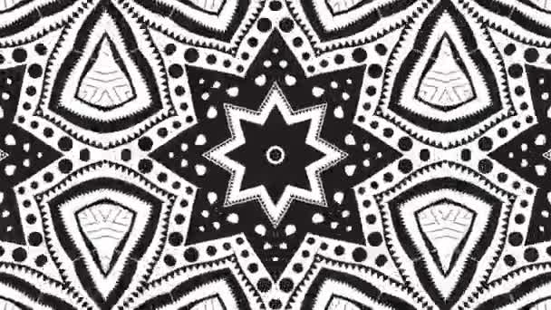 Black and White Kaleidoscope Video Loop — Stock Video