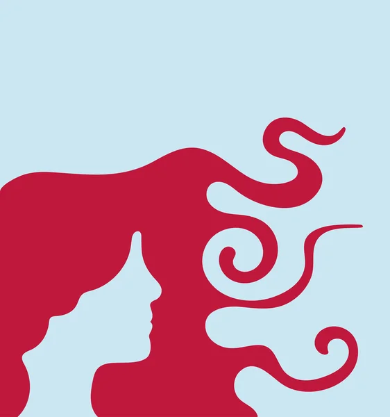 Kobieta z długie falowane włosy — Wektor stockowy