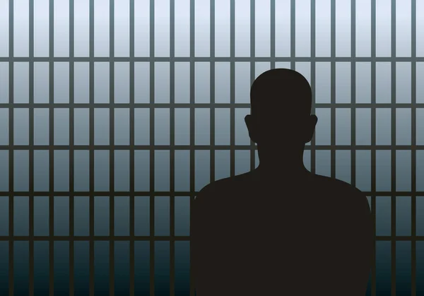 Prisoner behind the bars — Stock Vector