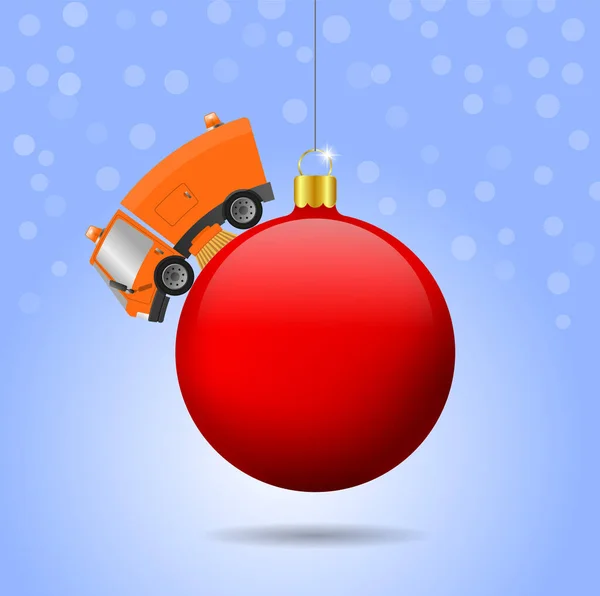 Moderne Straat Veegwagen Machine Kerstbal Illustratie — Stockfoto