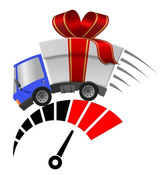 Leverans Lastbil Med Presentförpackning Glad Jul Och Varvräknare — Stockfoto