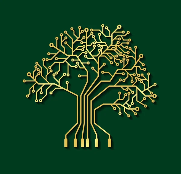 Printed Circuit Board Gold Tree Illustration — Stock Photo, Image
