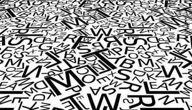 Arkaplanda kaotik harfler, perspektif çizimi