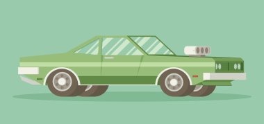 Düz stil kaslı araba