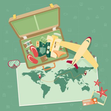 düz seyahat arka plan.