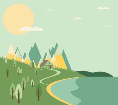 Doğal peyzaj illüstrasyon.