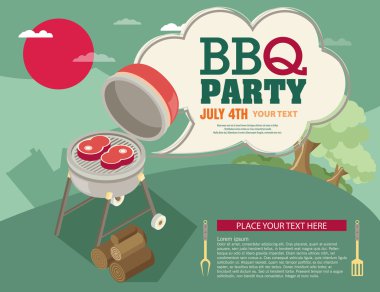 Barbekü davetiyesi kartında