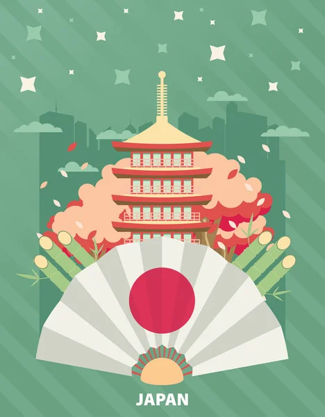 Flat design landscape of Japan — Stock Vector