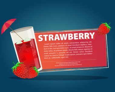 Çilek metin afiş ile kokteyl