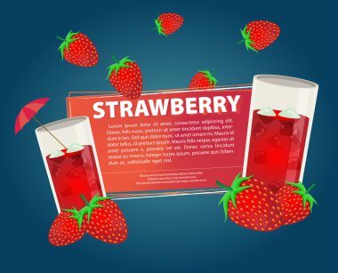 Çilekli kokteyl ile metin bayrak