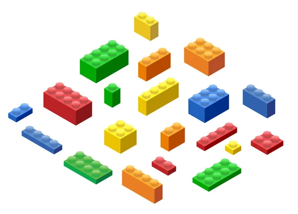 Isometrisch Plastic bouwstenen — Stockvector