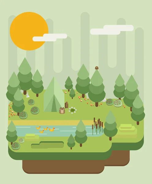 Summer Hiking and camping — Stock Vector