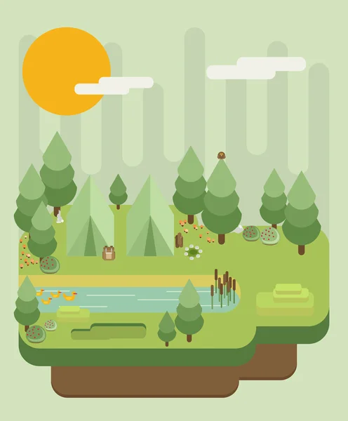 Summer Hiking and camping — Stock Vector