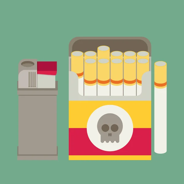 Cigarette and lighter set. — Stock Vector