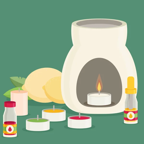 Aromatherapy equipment icons set — Stock Vector