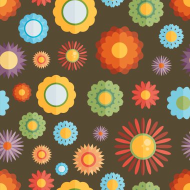 Renkli çiçeklerle kusursuz bir arkaplan 