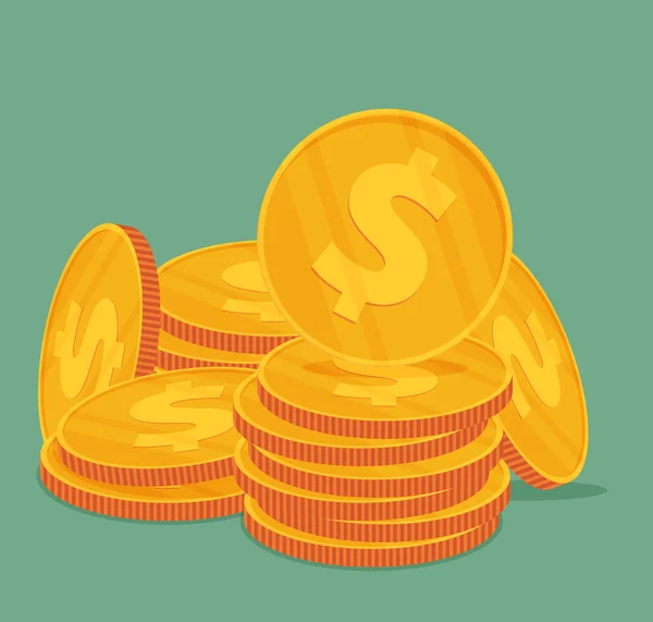 Ícone de moedas no verde — Vetor de Stock