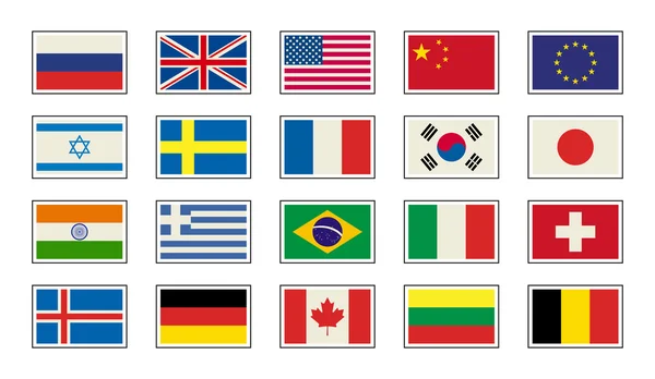 Ülkelerin basit bayrakları — Stok Vektör