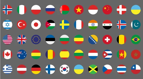Banderas redondas simples de países — Vector de stock