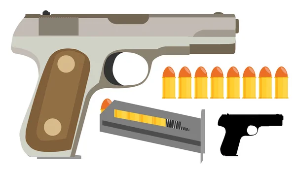 Pistola, icono, plano — Vector de stock