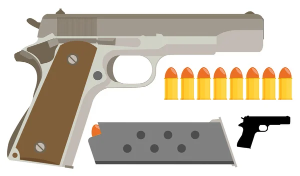 Pistolet, icône, plat — Image vectorielle