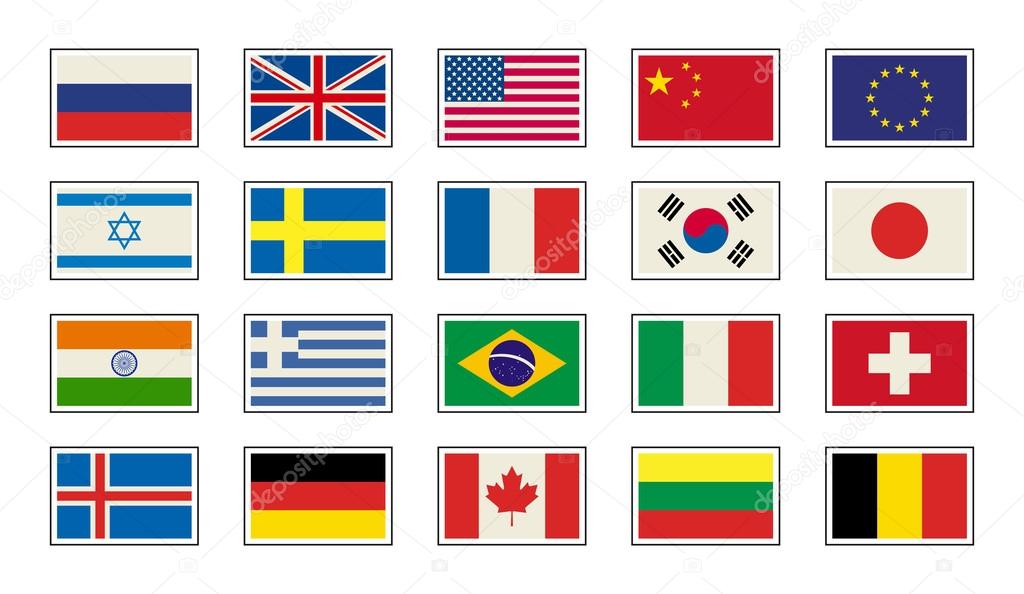 Einfache Flaggen von Ländern lizenzfreie Grafiken © Mix3r 108442710 Depositphotos