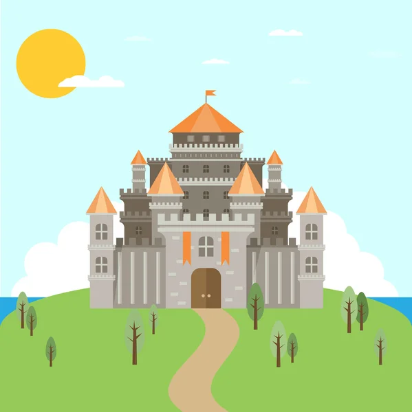 Magical fabuloso castillo de dibujos animados — Vector de stock