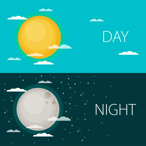 Medio día y noche — Vector de stock