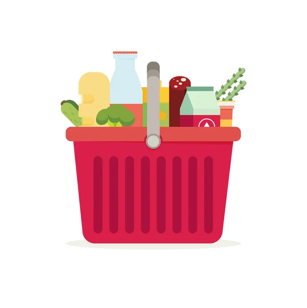 Shopping basket with fresh food — Stock Vector