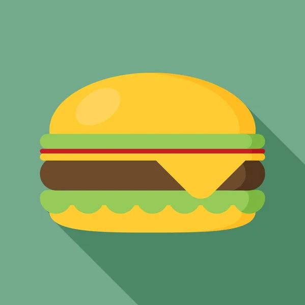 Ikon hamburger dengan bayangan panjang - Stok Vektor