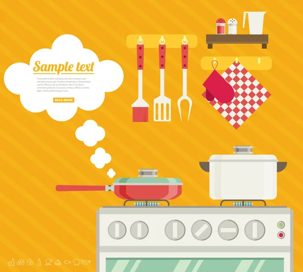 Intérieur de l'illustration de cuisine — Image vectorielle
