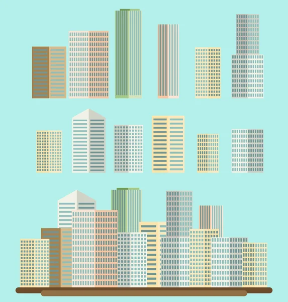 Flat business buildings set — Stock Vector