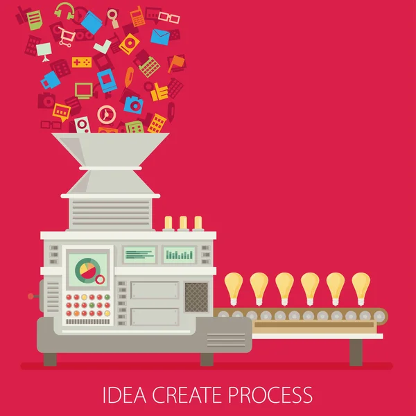 Idea creare il concetto di processo — Vettoriale Stock