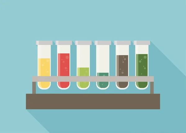 Cinq éprouvettes multicolores avec liquide — Image vectorielle