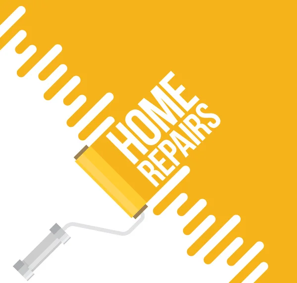 Home repairs with roller. — Stock Vector