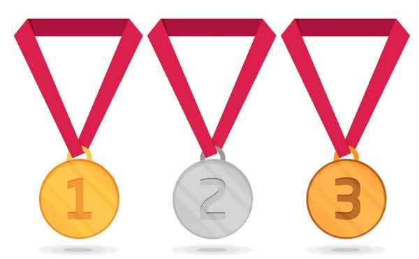 Set de iconos de medallones de estilo plano — Vector de stock