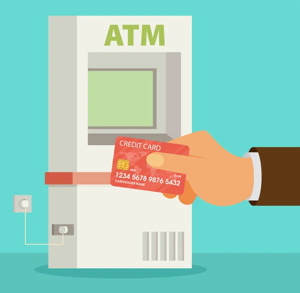 Atm 与人类手概念 — 图库矢量图片