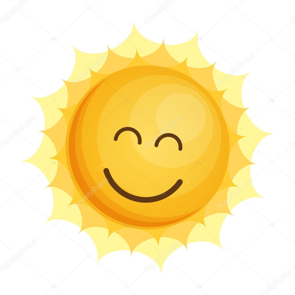 Colorful Sun with smiley Icon, Flat style Vector.