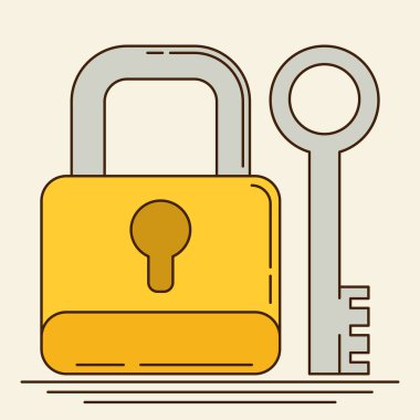 Kapalı kilit ile anahtar 