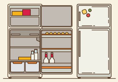 Buzdolabı açık ve kapalı 
