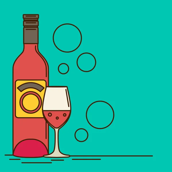 Botol anggur dan gelas anggur - Stok Vektor