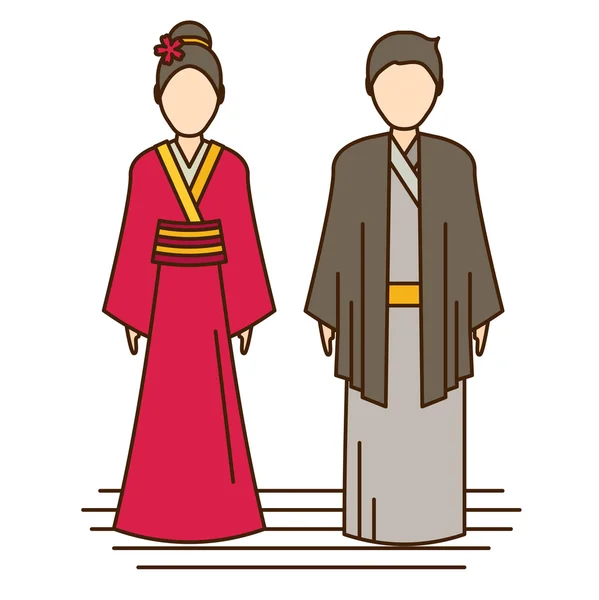 Japan traditionell dräkt, kimono — Stock vektor