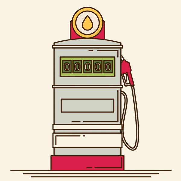 Gas station pomp met brandstof mondstuk — Stockvector