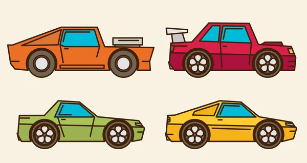 Conjunto de carros de desenhos animados —  Vetores de Stock